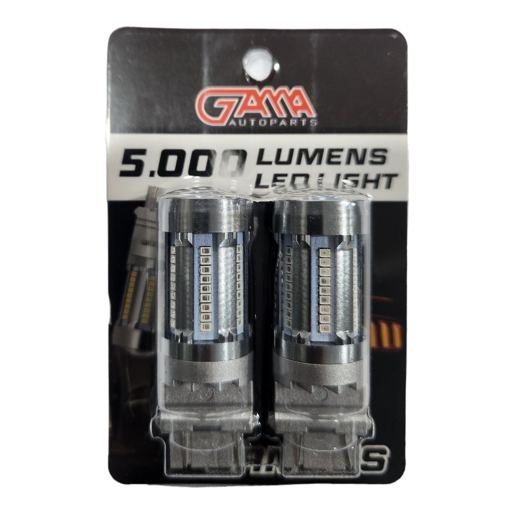 BOMBILLO 3157 LED LUPA 5000 LUMENS 2 CONT. 12/24V ROJO