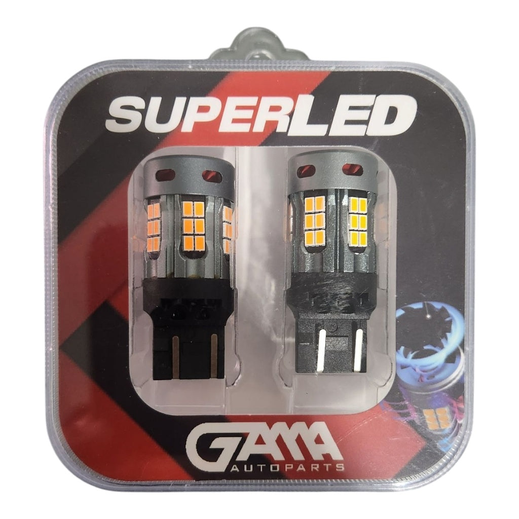 BOMBILLO 7440 LED AMBAR T20 2835 1 CONT.