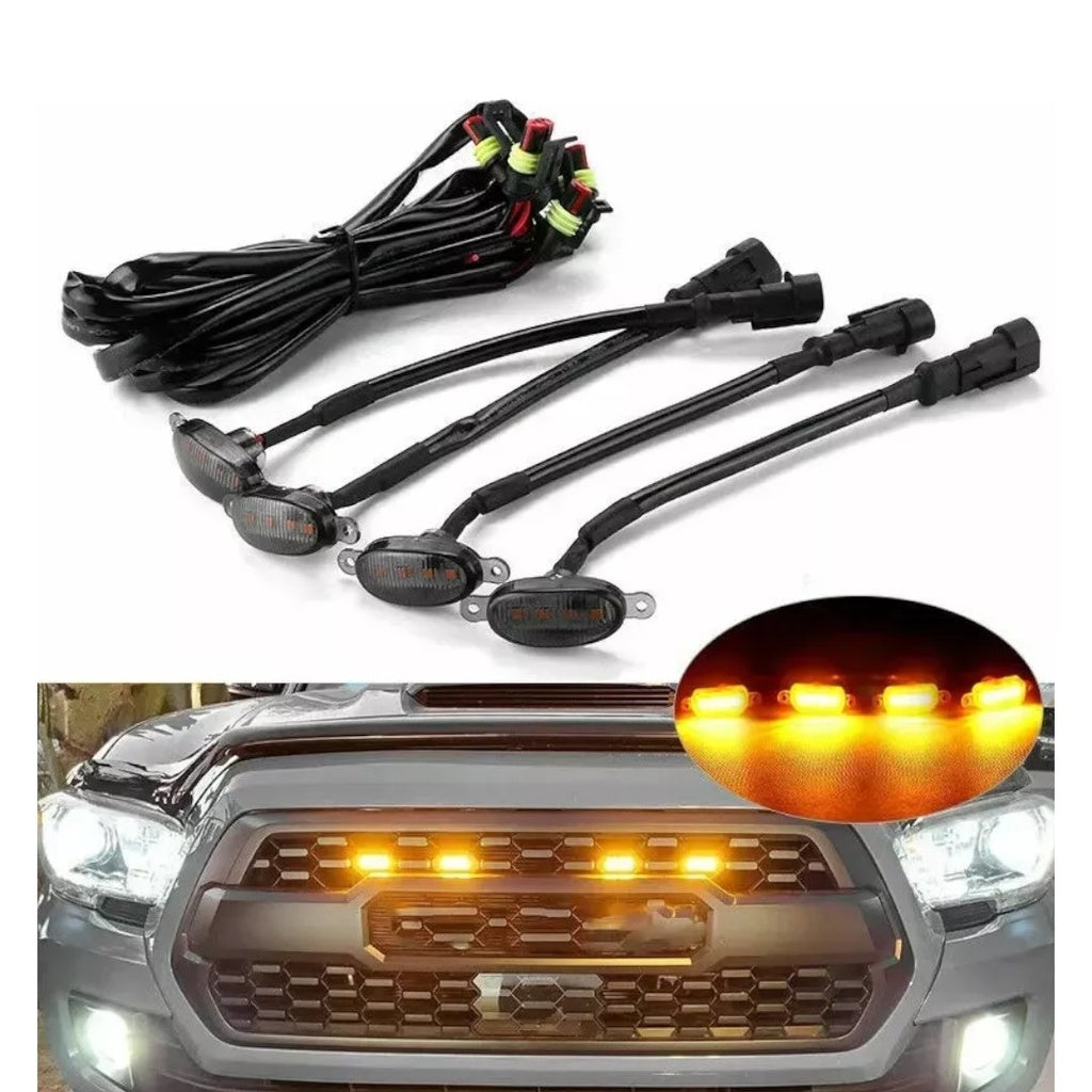 LUCES LED PARRILLA AMBAR MICA AHUMADA KIT 4PZAS