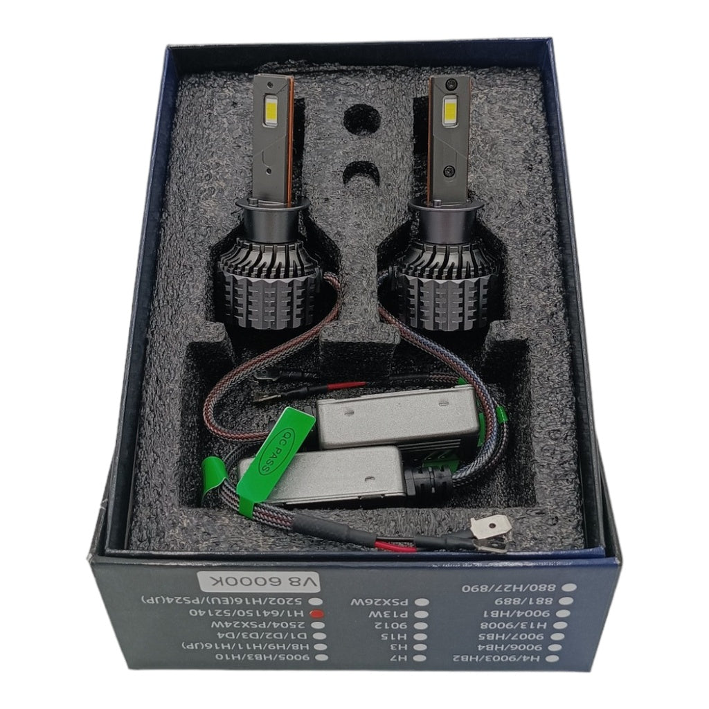 LUCES LED V8 H1 6000K 130W 25.000 LUMENS