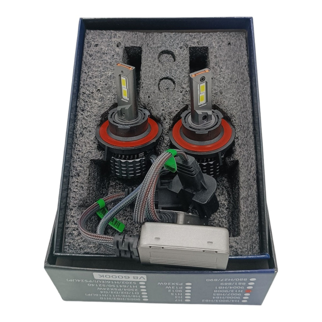 LUCES LED V8 H13 ALTA/BAJA 6000K 130W 25.000 LUMENS