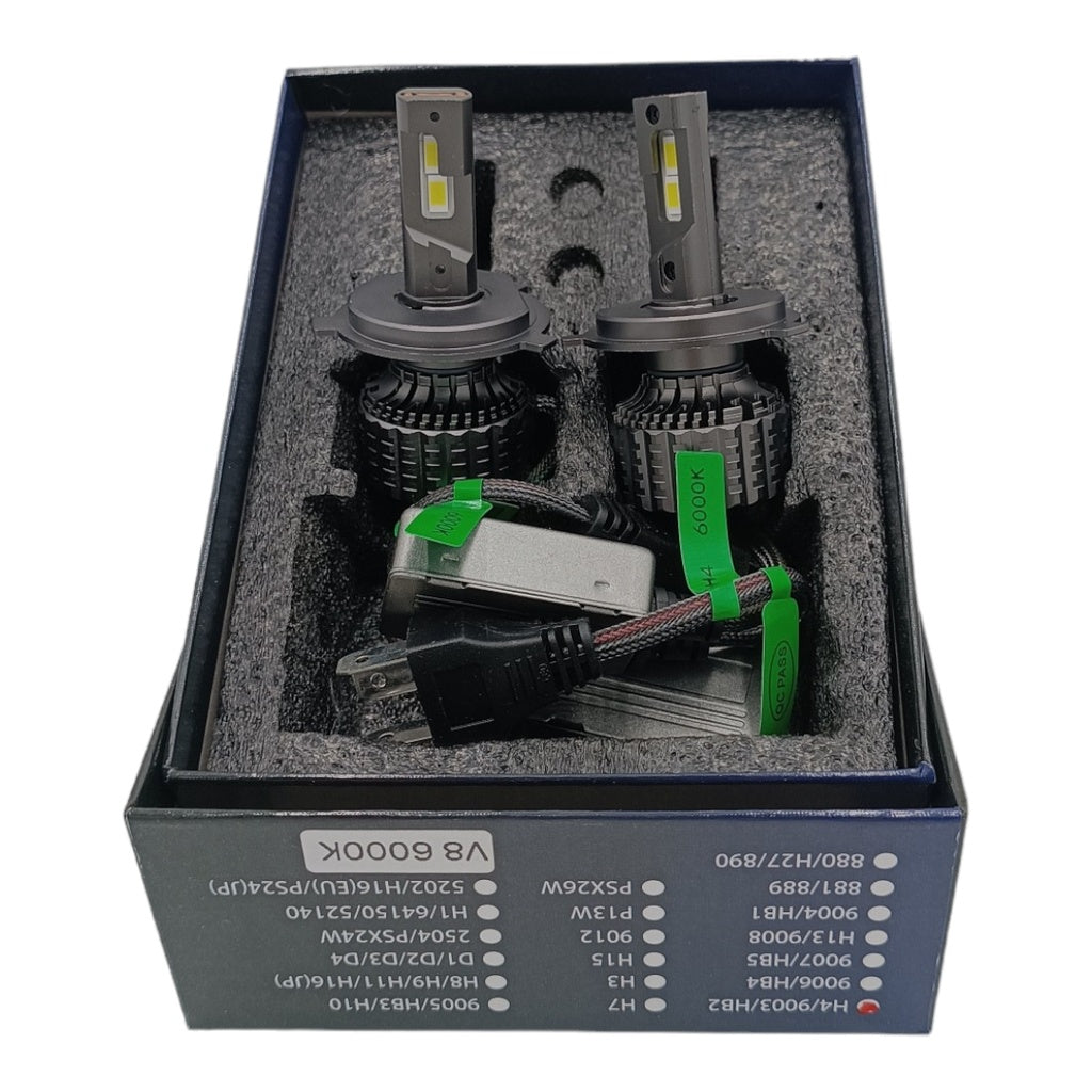 LUCES LED V8 H4 ALTA/BAJA 6000K 130W 25.000 LUMENS