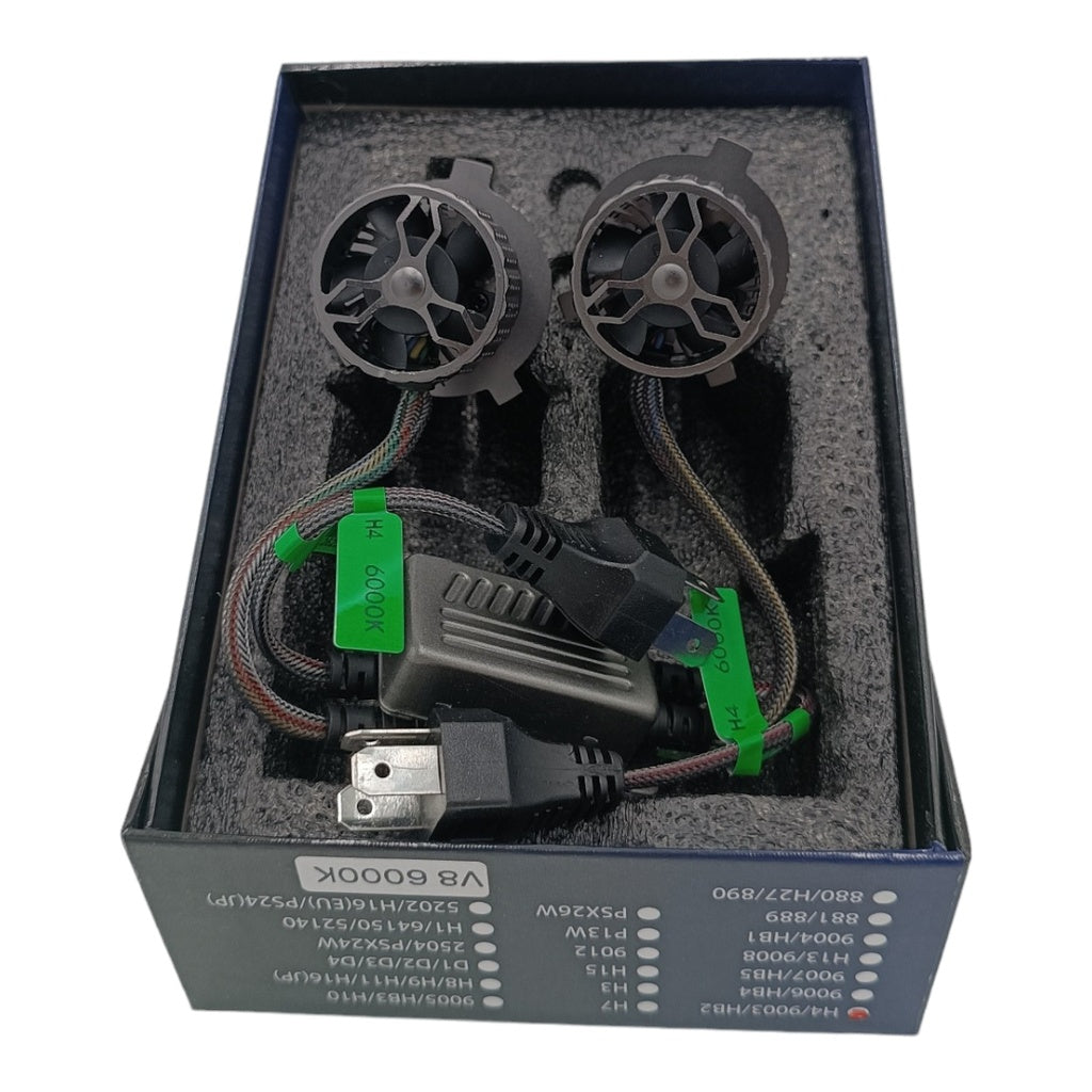 LUCES LED V8 H4 ALTA/BAJA 6000K 130W 25.000 LUMENS